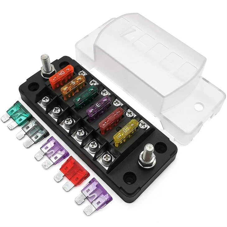 6 Way 6 Circuit Fuse Block ATO ATC E39 Blade Fuse Holder Box With Negative Bus Waterproof For Motorhome Car Truck Boat Marine RV